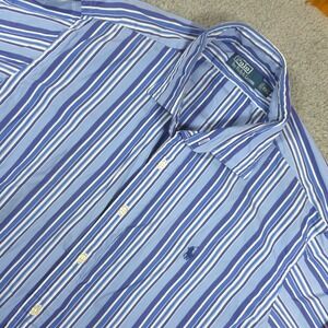 Polo Ralph Lauren Mens shades  of Blue Striped Button Down Shirt Classic Fit XXL